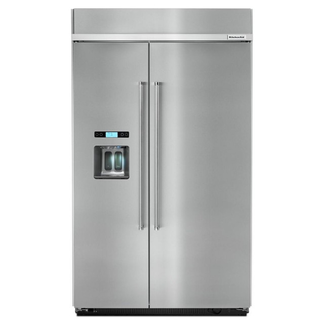 KitchenAid KBSD608ESS 48 in. W 29.5 cu. ft. Built-In Side by Side Refrigerator in Stainless Steel